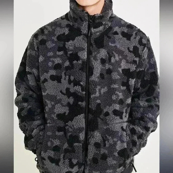 Edwin Teddy Camo Gray Fleece Sherpa Jacket - Size Medium - Picture 1 of 11